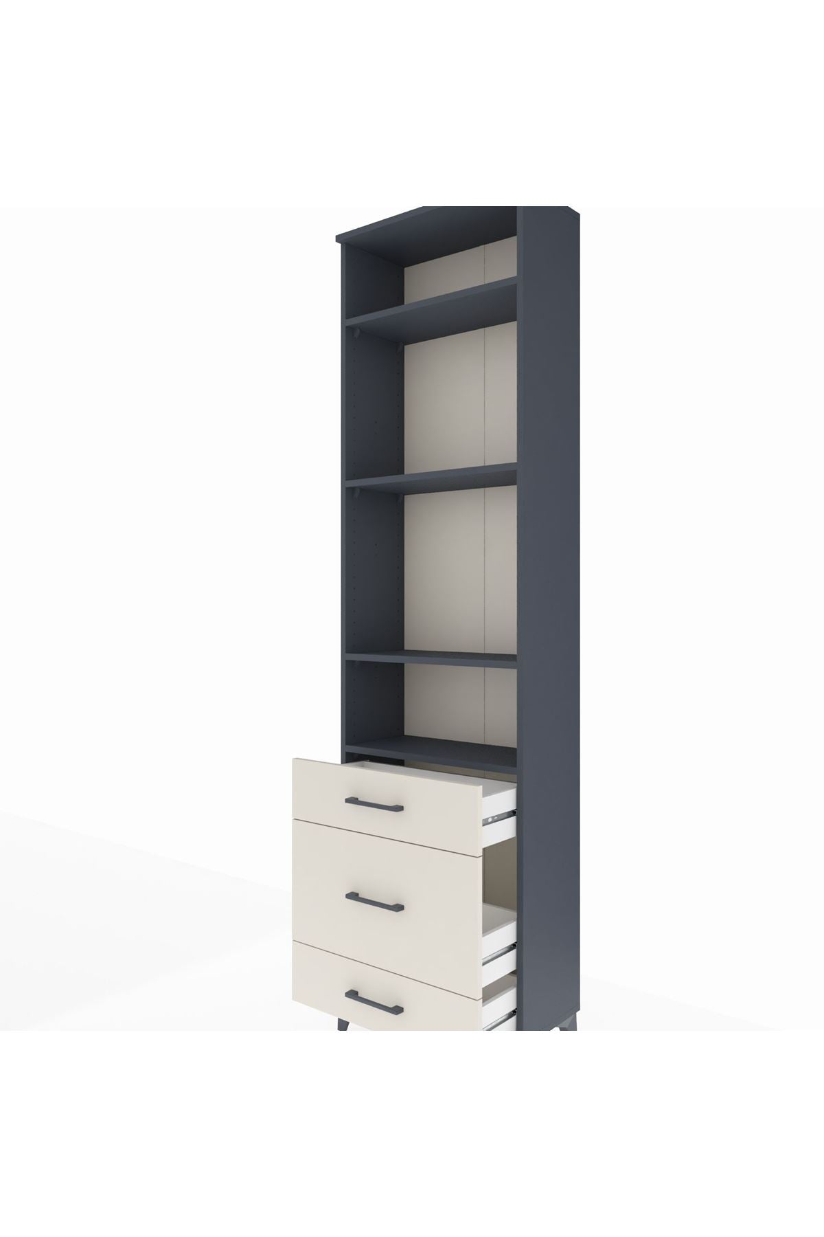 Arges Dolap 4 Raflı 3 Çekmeceli 60x30x221 Antrasit-Aytaşı