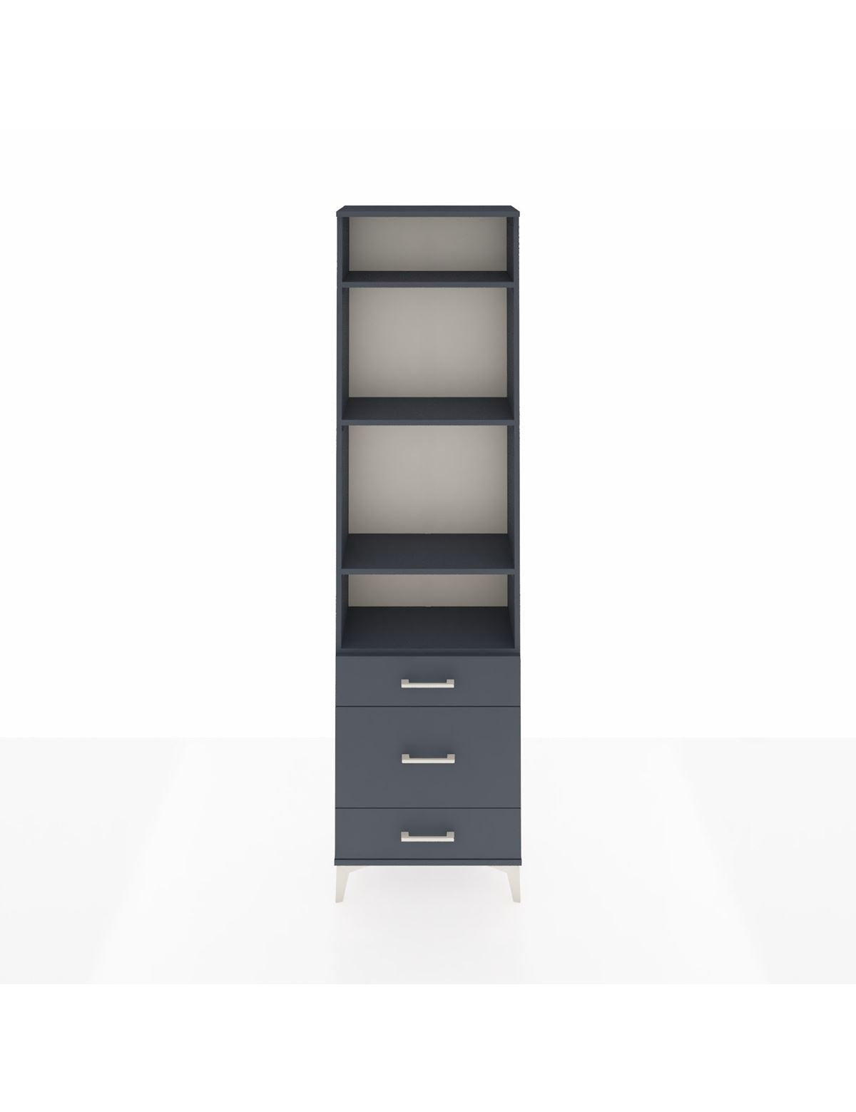 Arges Dolap 4 Raflı 3 Çekmeceli 60x30x221 Antrasit-Antrasit