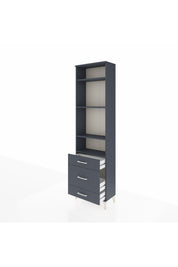 Arges Dolap 4 Raflı 3 Çekmeceli 60x30x221 Antrasit-Antrasit