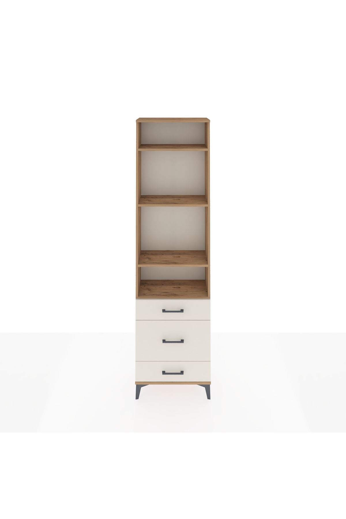 Arges Dolap 4 Raflı 3 Çekmeceli 60x30x221 Çam-Aytaşı