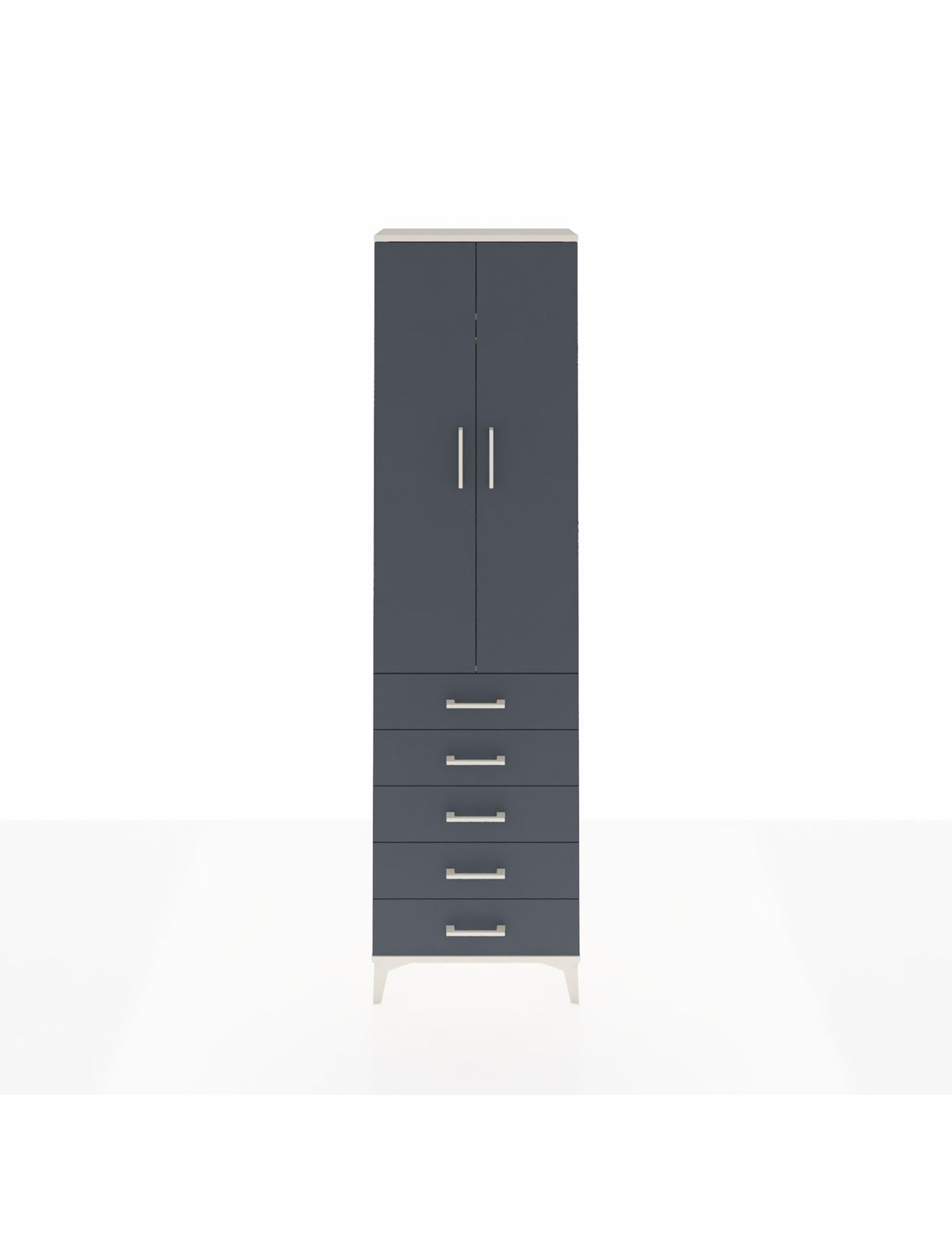 Arges Dolap 2 Raflı 5 Çekmeceli Tek Askılı 60x30x221 Aytaşı-Antrasit