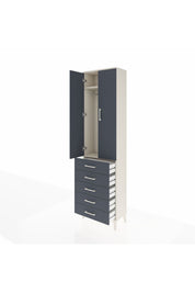 Arges Dolap 2 Raflı 5 Çekmeceli Tek Askılı 60x30x221 Aytaşı-Antrasit