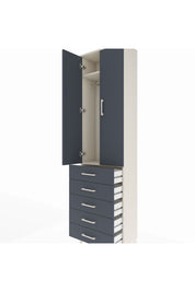 Arges Dolap 2 Raflı 5 Çekmeceli Tek Askılı 60x30x221 Aytaşı-Antrasit