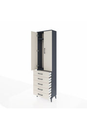 Arges Dolap 2 Raflı 5 Çekmeceli Tek Askılı 60x30x221 Antrasit-Aytaşı