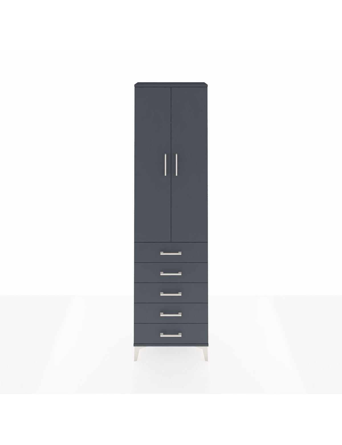 Arges Dolap 2 Raflı 5 Çekmeceli Tek Askılı 60x30x221 Antrasit-Antrasit