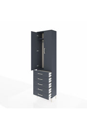 Arges Dolap 2 Raflı 5 Çekmeceli Tek Askılı 60x30x221 Antrasit-Antrasit