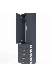 Arges Dolap 2 Raflı 5 Çekmeceli Tek Askılı 60x30x221 Antrasit-Antrasit