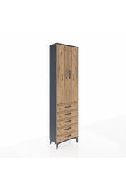 Arges Dolap 2 Raflı 5 Çekmeceli Tek Askılı 60x30x221 Antrasit-Çam