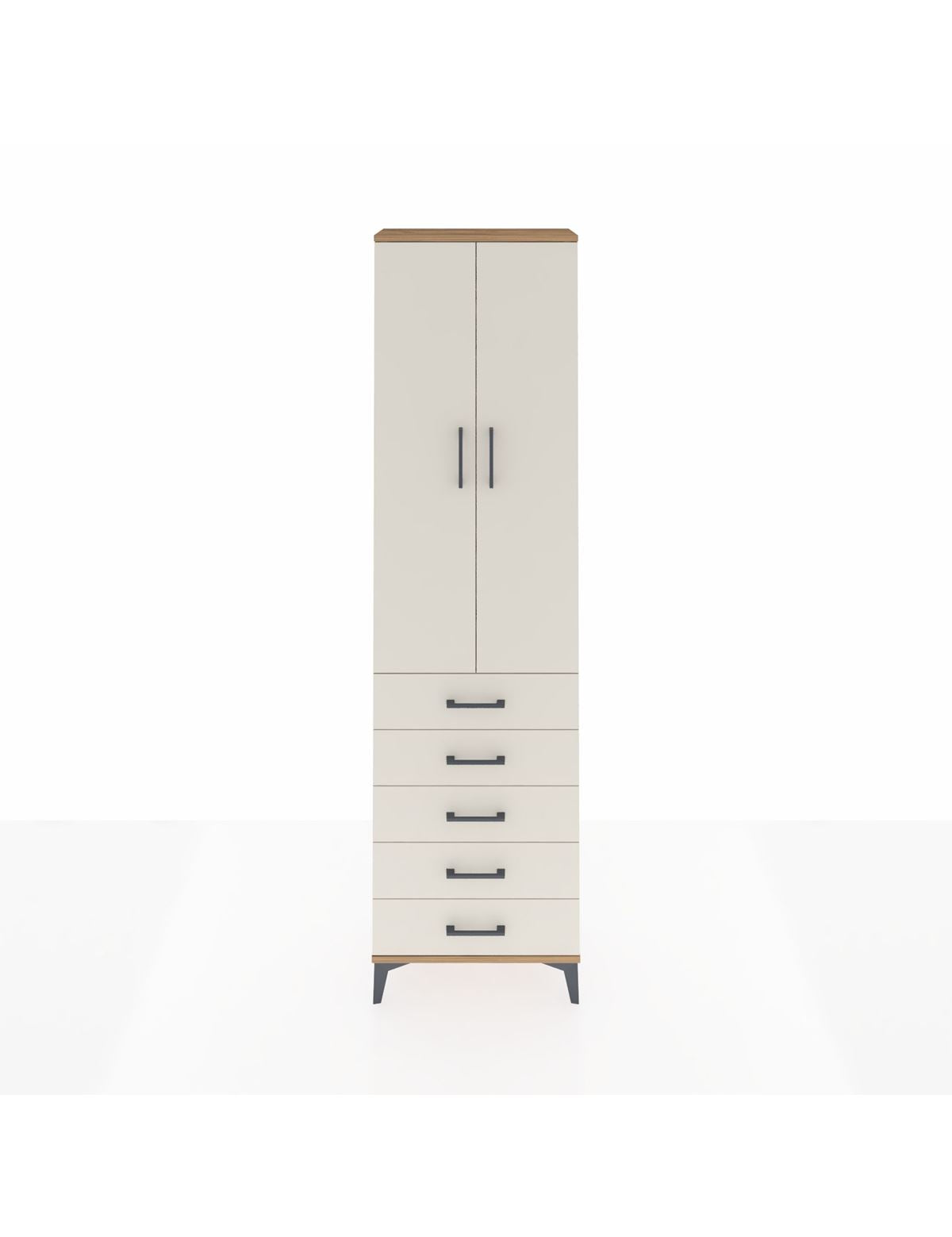 Arges Dolap 2 Raflı 5 Çekmeceli Tek Askılı 60x30x221 Çam-Aytaşı