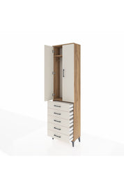 Arges Dolap 2 Raflı 5 Çekmeceli Tek Askılı 60x30x221 Çam-Aytaşı