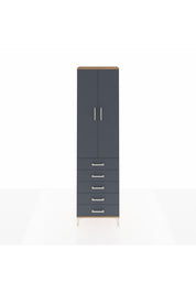 Arges Dolap 2 Raflı 5 Çekmeceli Tek Askılı 60x30x221 Çam-Antrasit