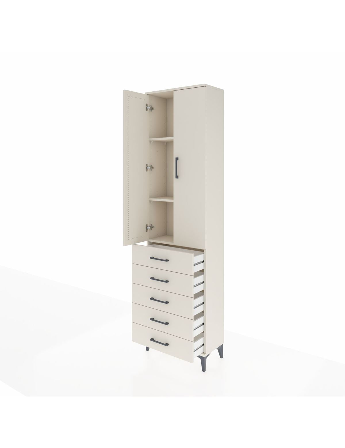 Arges Dolap 3 Raflı 5 Çekmeceli 2 Kapaklı 60x30x221 - S29M056V1A