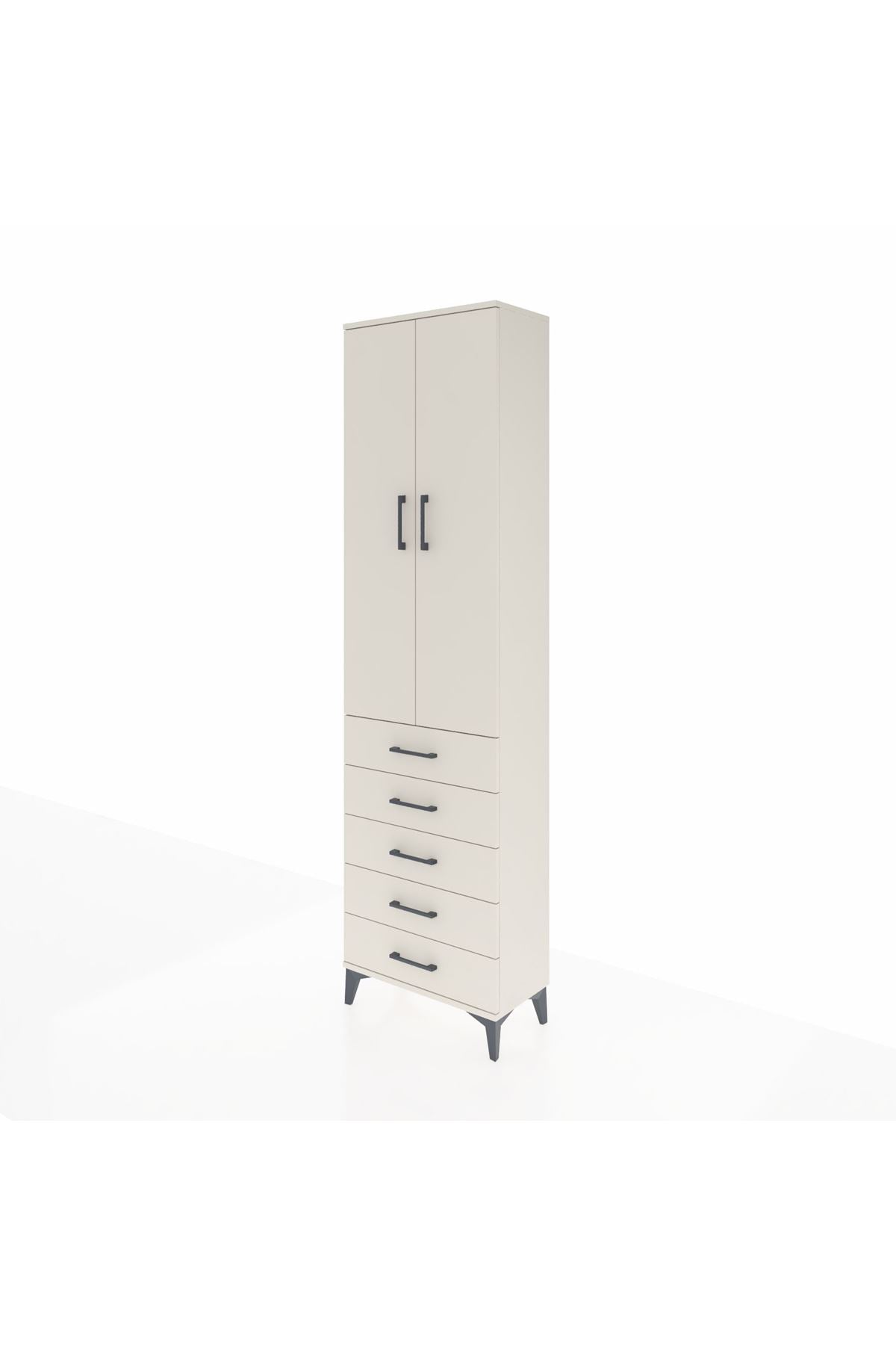 Arges Dolap 3 Raflı 5 Çekmeceli 2 Kapaklı 60x30x221 Aytaşı-Aytaşı