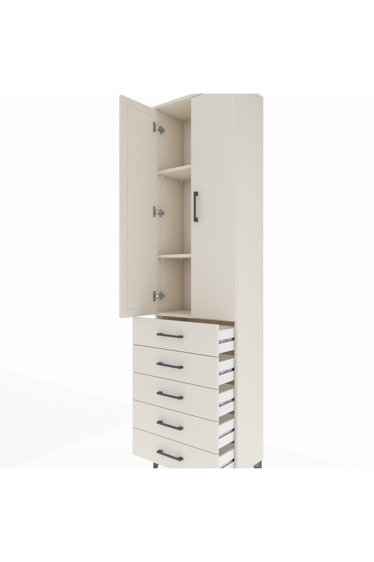 Arges Dolap 3 Raflı 5 Çekmeceli 2 Kapaklı 60x30x221 Aytaşı-Aytaşı