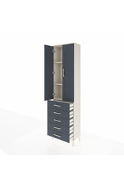 Arges Dolap 3 Raflı 5 Çekmeceli 2 Kapaklı 60x30x221 Aytaşı-Antrasit