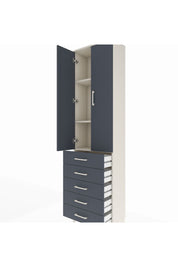 Arges Dolap 3 Raflı 5 Çekmeceli 2 Kapaklı 60x30x221 Aytaşı-Antrasit