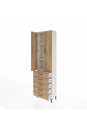 Arges Dolap 3 Raflı 5 Çekmeceli 2 Kapaklı 60x30x221 Aytaşı-Çam