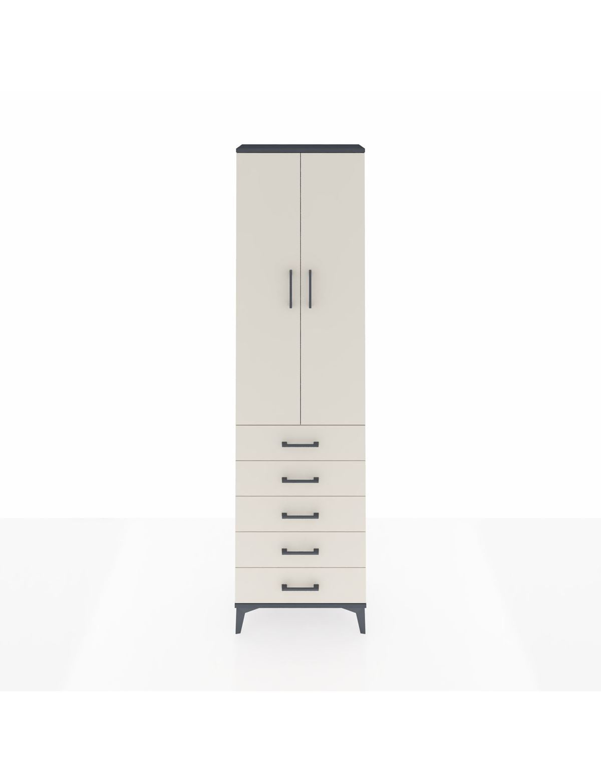 Arges Dolap 3 Raflı 5 Çekmeceli 2 Kapaklı 60x30x221 Antrasit-Aytaşı