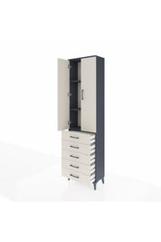 Arges Dolap 3 Raflı 5 Çekmeceli 2 Kapaklı 60x30x221 Antrasit-Aytaşı