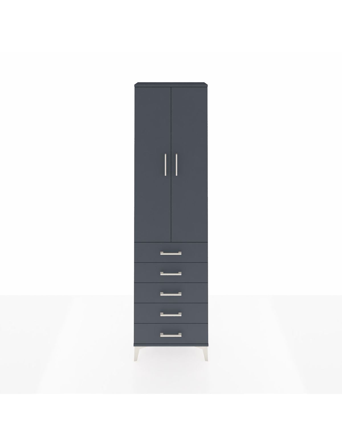 Arges Dolap 3 Raflı 5 Çekmeceli 2 Kapaklı 60x30x221 Antrasit-Antrasit