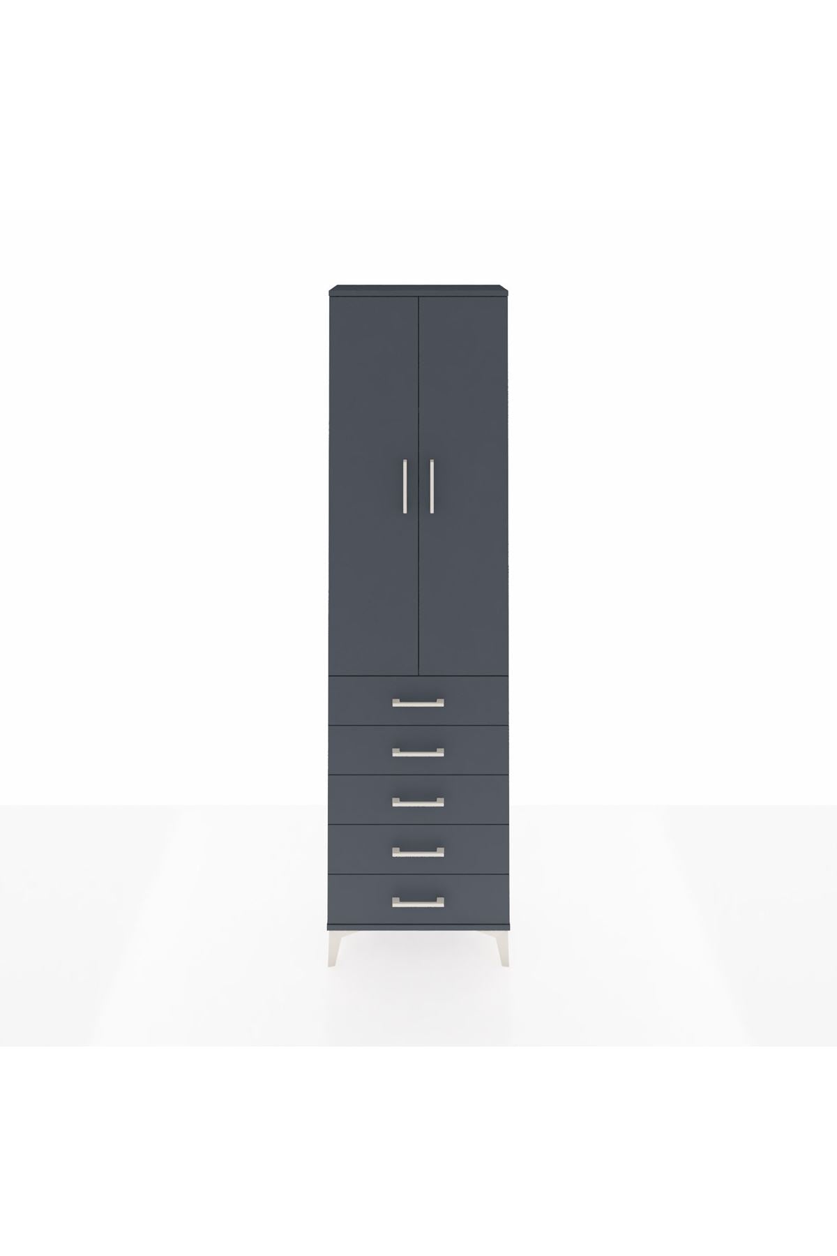 Arges Dolap 3 Raflı 5 Çekmeceli 2 Kapaklı 60x30x221 Antrasit-Antrasit