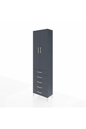 Arges Dolap 3 Raflı 5 Çekmeceli 2 Kapaklı 60x30x221 Antrasit-Antrasit