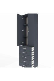 Arges Dolap 3 Raflı 5 Çekmeceli 2 Kapaklı 60x30x221 Antrasit-Antrasit