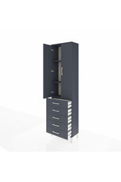 Arges Dolap 3 Raflı 5 Çekmeceli 2 Kapaklı 60x30x221 Antrasit-Antrasit