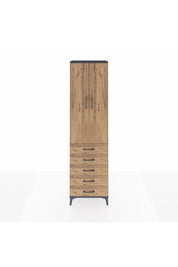 Arges Dolap 3 Raflı 5 Çekmeceli 2 Kapaklı 60x30x221 Antrasit-Çam