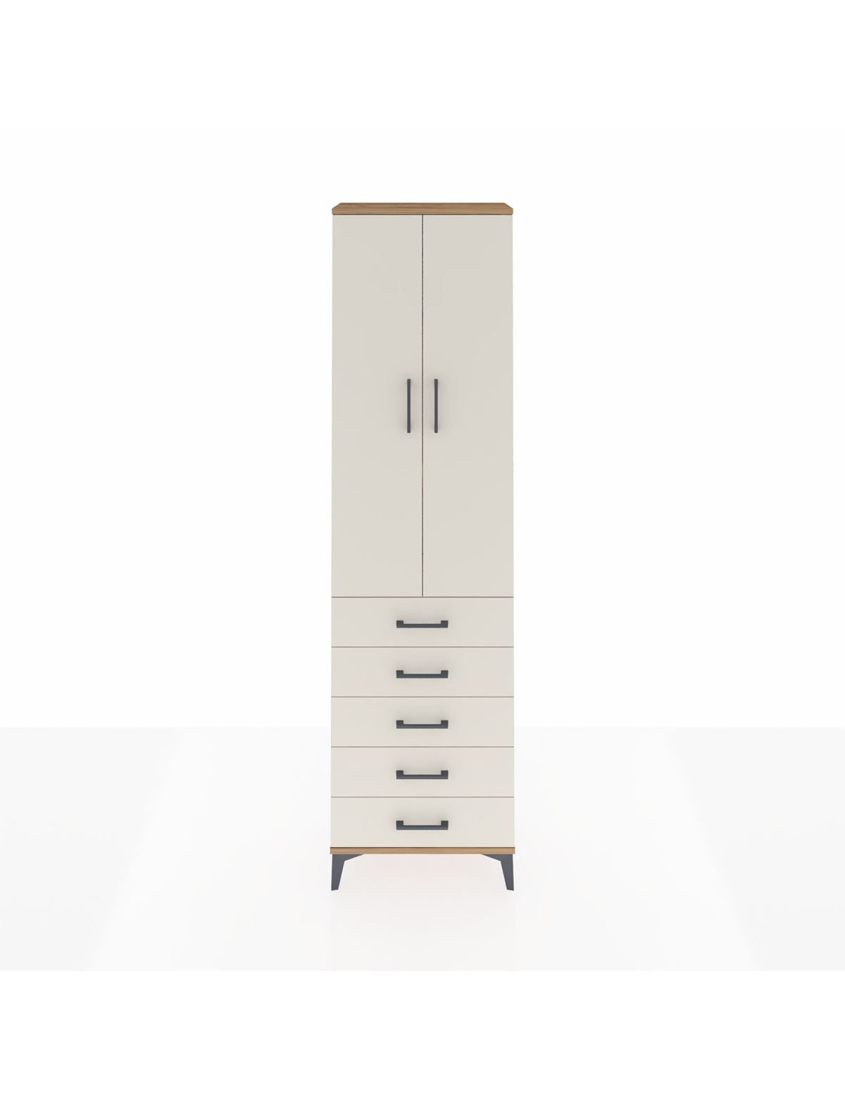 Arges Dolap 3 Raflı 5 Çekmeceli 2 Kapaklı 60x30x221 Çam-Aytaşı