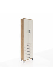 Arges Dolap 3 Raflı 5 Çekmeceli 2 Kapaklı 60x30x221 Çam-Aytaşı