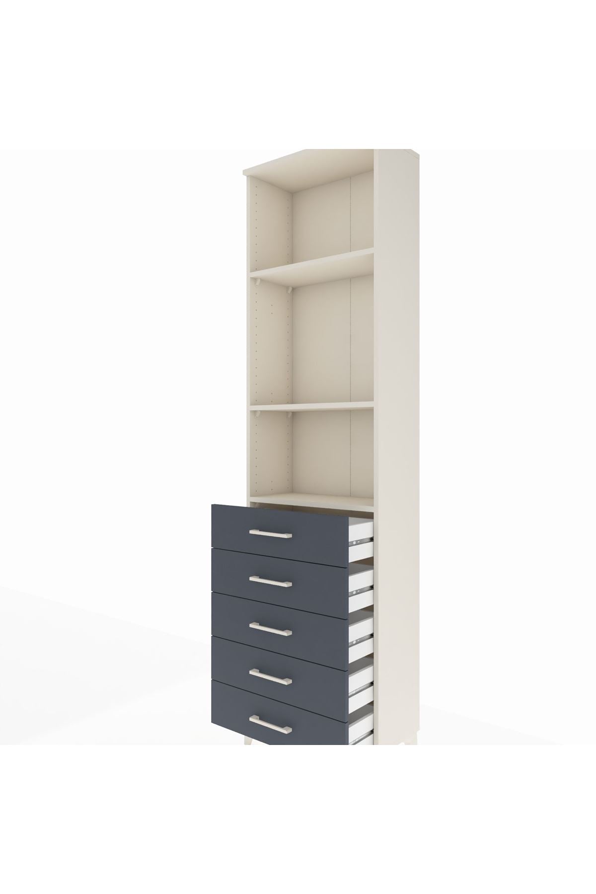 Arges Dolap 3 Raflı 5 Çekmeceli 60x30x221 Aytaşı-Antrasit