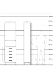 Arges Dolap 3 Raflı 5 Çekmeceli 60x30x221 Aytaşı-Antrasit