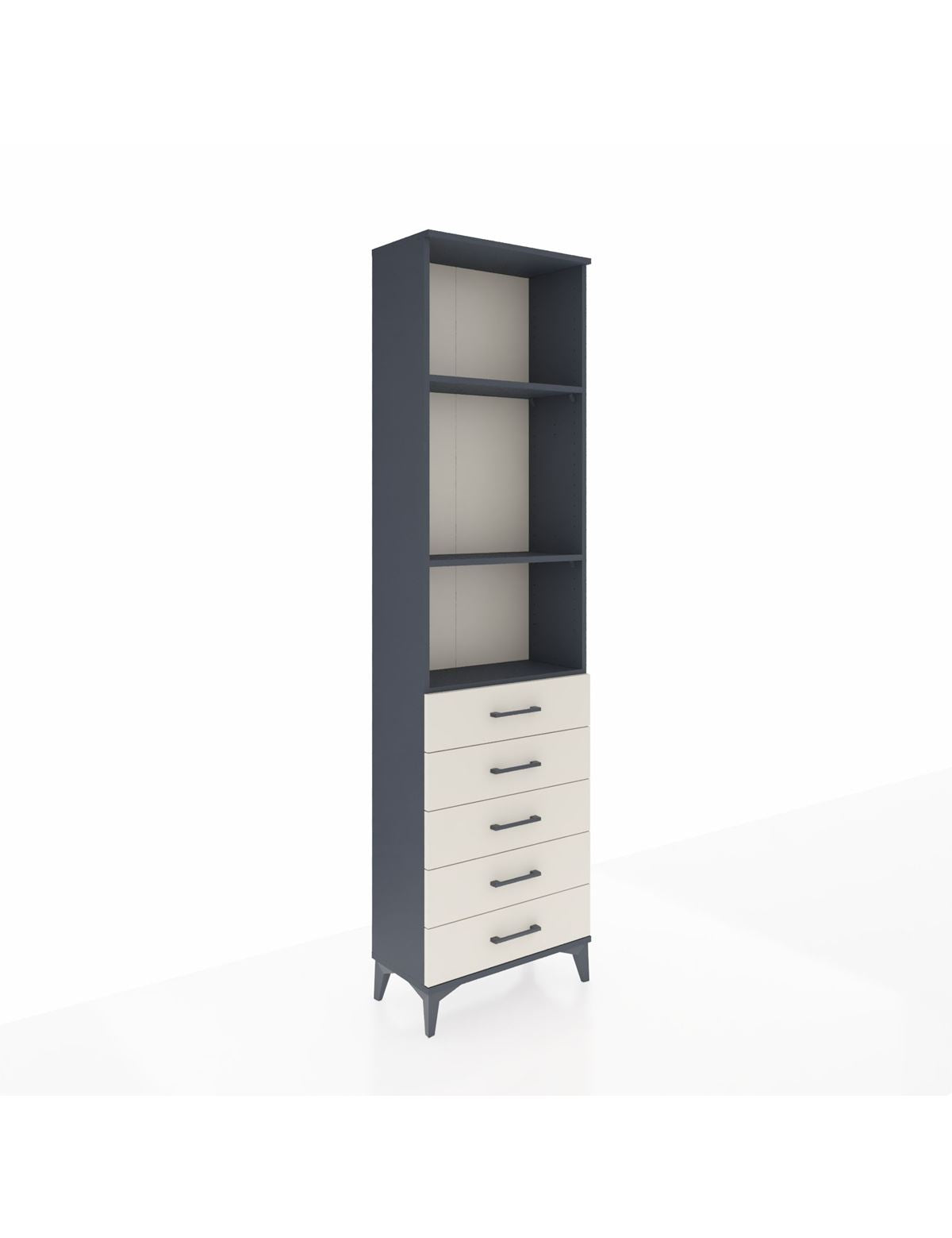 Arges Dolap 3 Raflı 5 Çekmeceli 60x30x221 Antrasit-Aytaşı