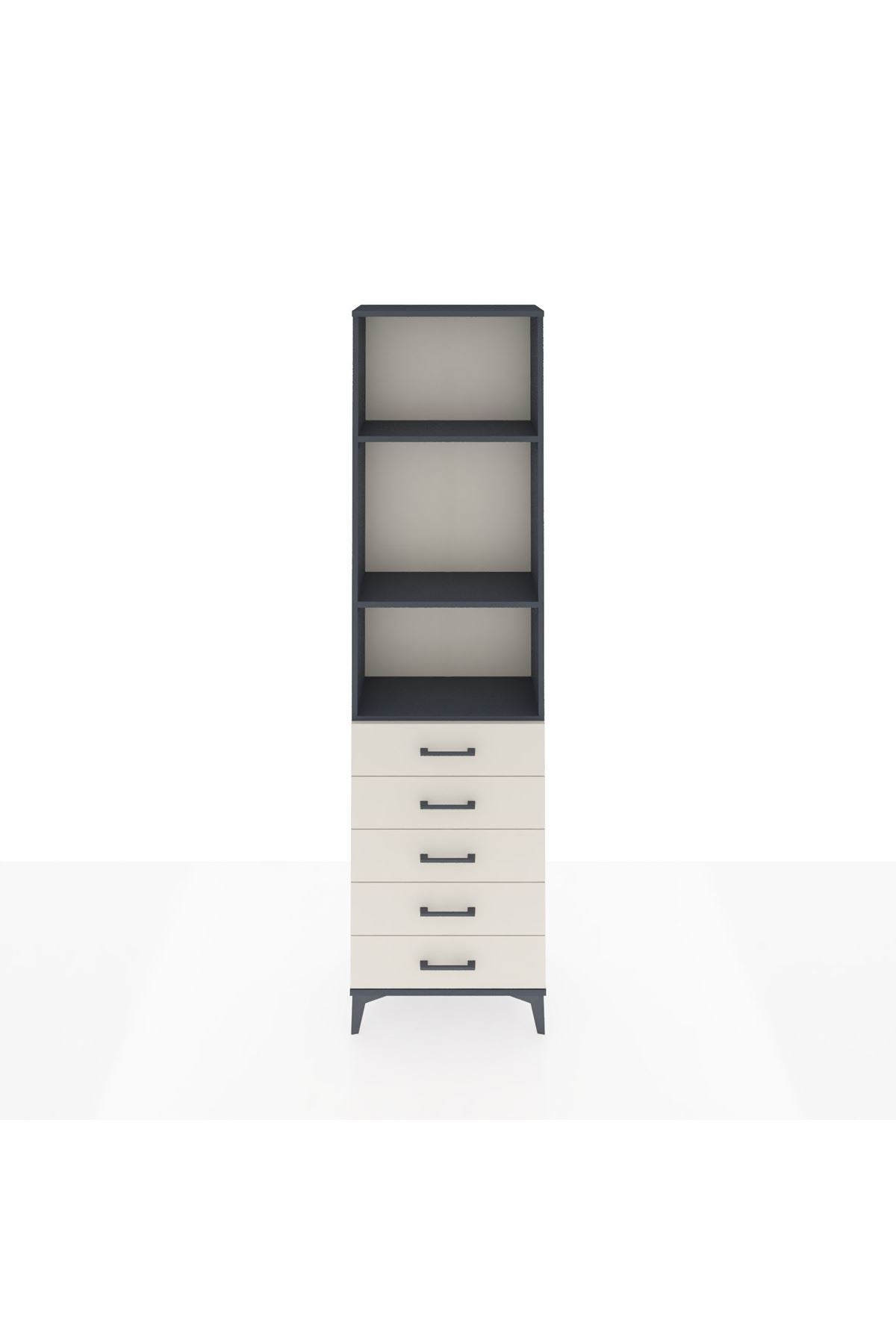 Arges Dolap 3 Raflı 5 Çekmeceli 60x30x221 Antrasit-Aytaşı