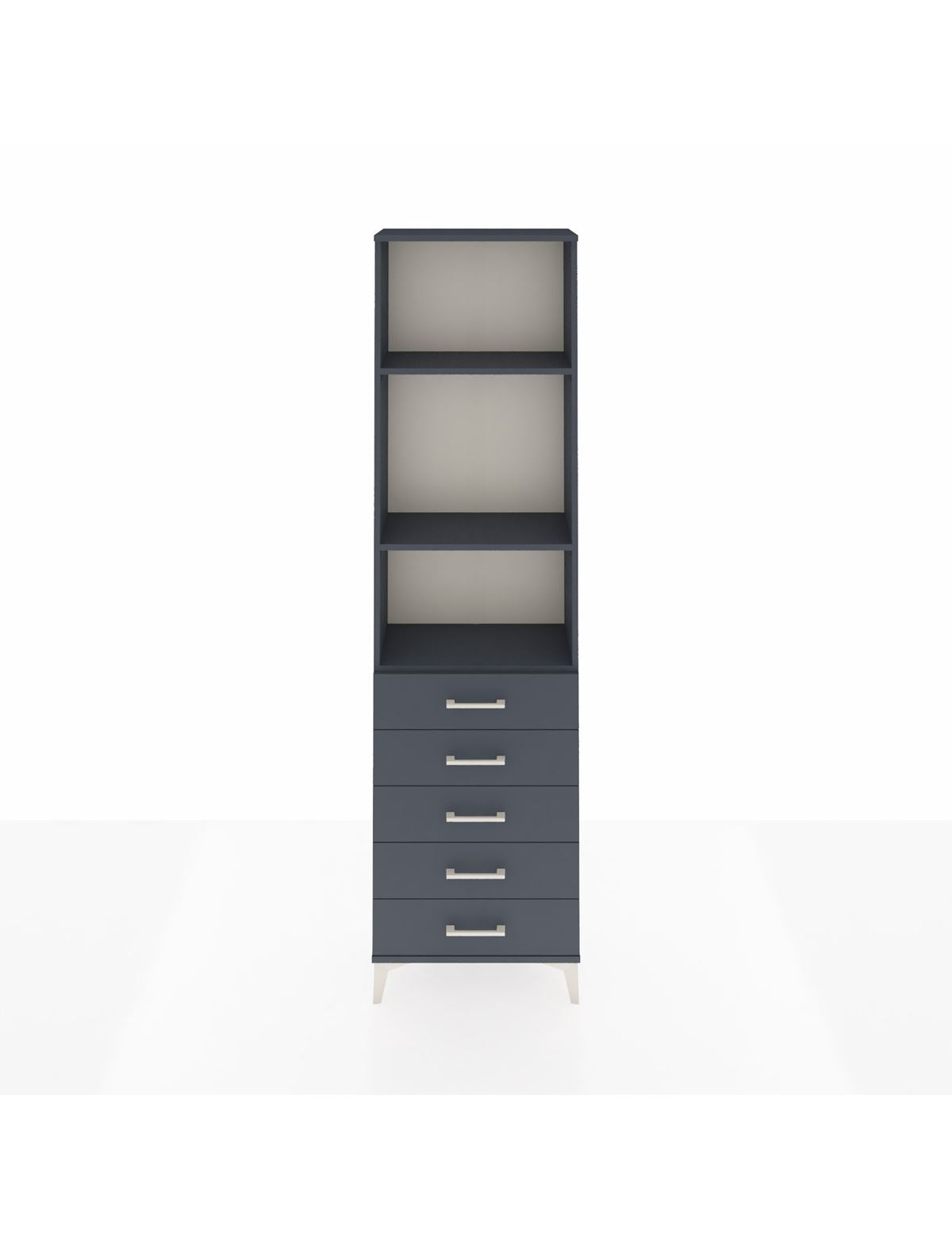 Arges Dolap 3 Raflı 5 Çekmeceli 60x30x221 Antrasit-Antrasit