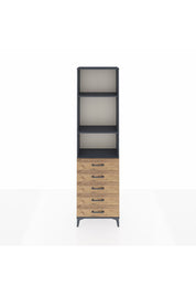 Arges Dolap 3 Raflı 5 Çekmeceli 60x30x221 Antrasit-Çam