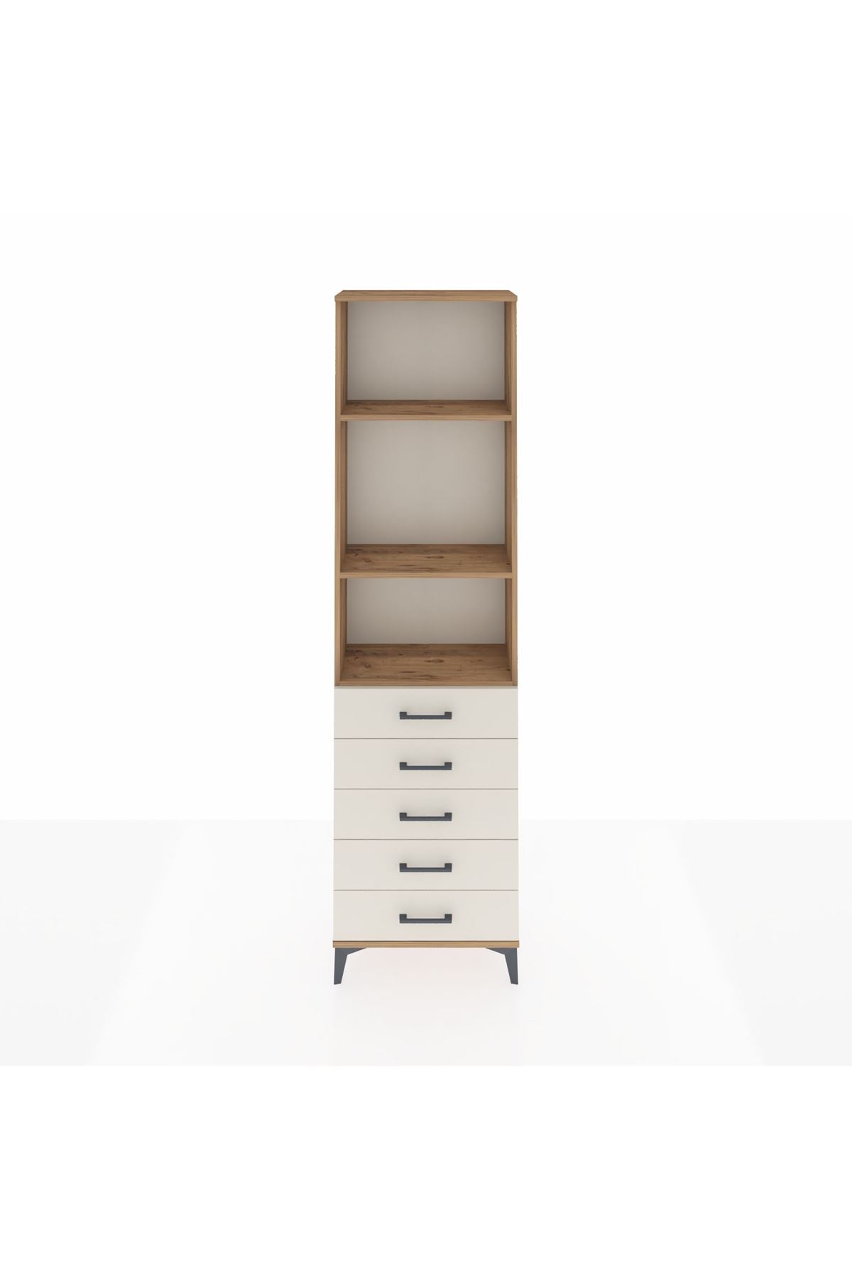 Arges Dolap 3 Raflı 5 Çekmeceli 60x30x221 Çam-Aytaşı