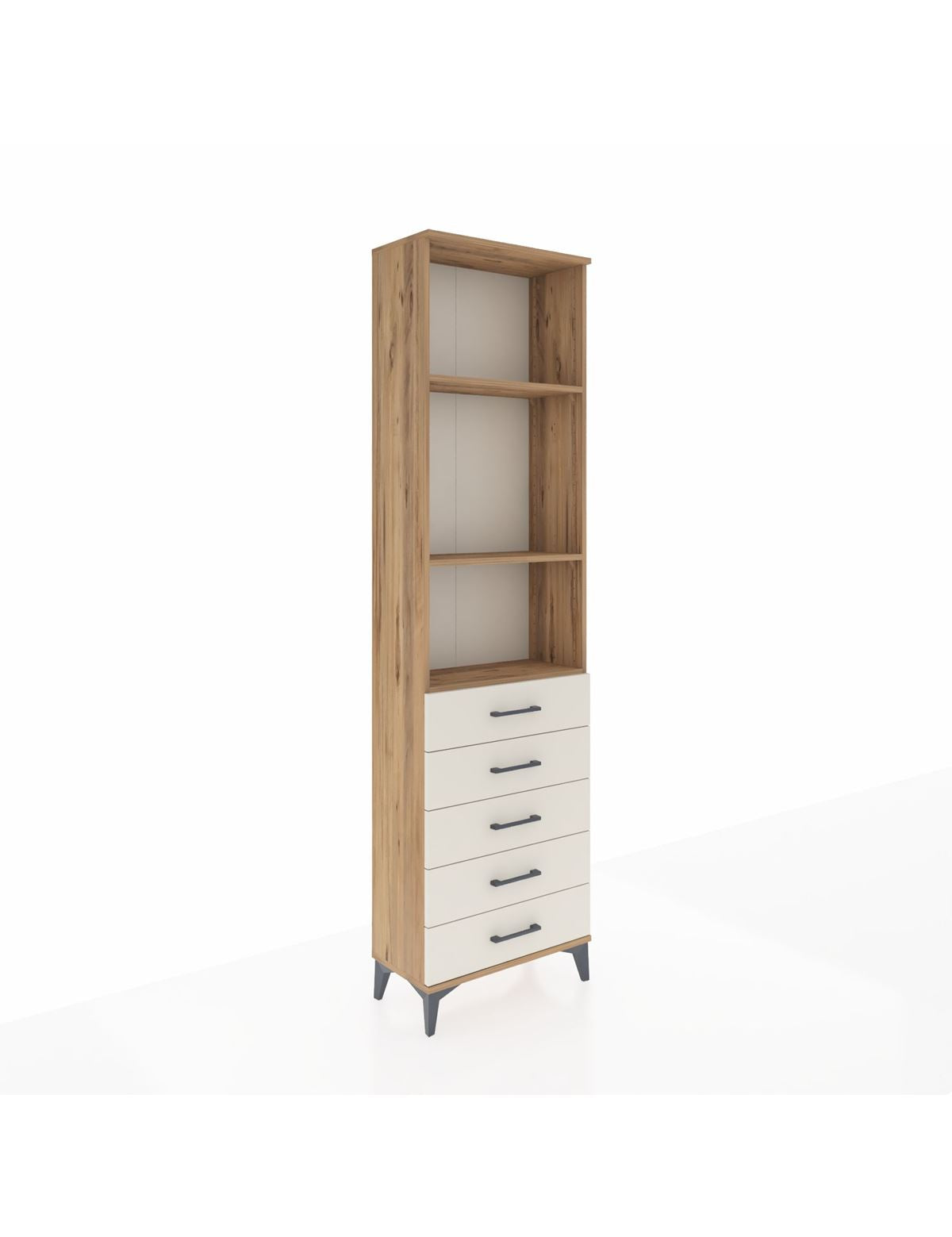 Arges Dolap 3 Raflı 5 Çekmeceli 60x30x221 Çam-Aytaşı