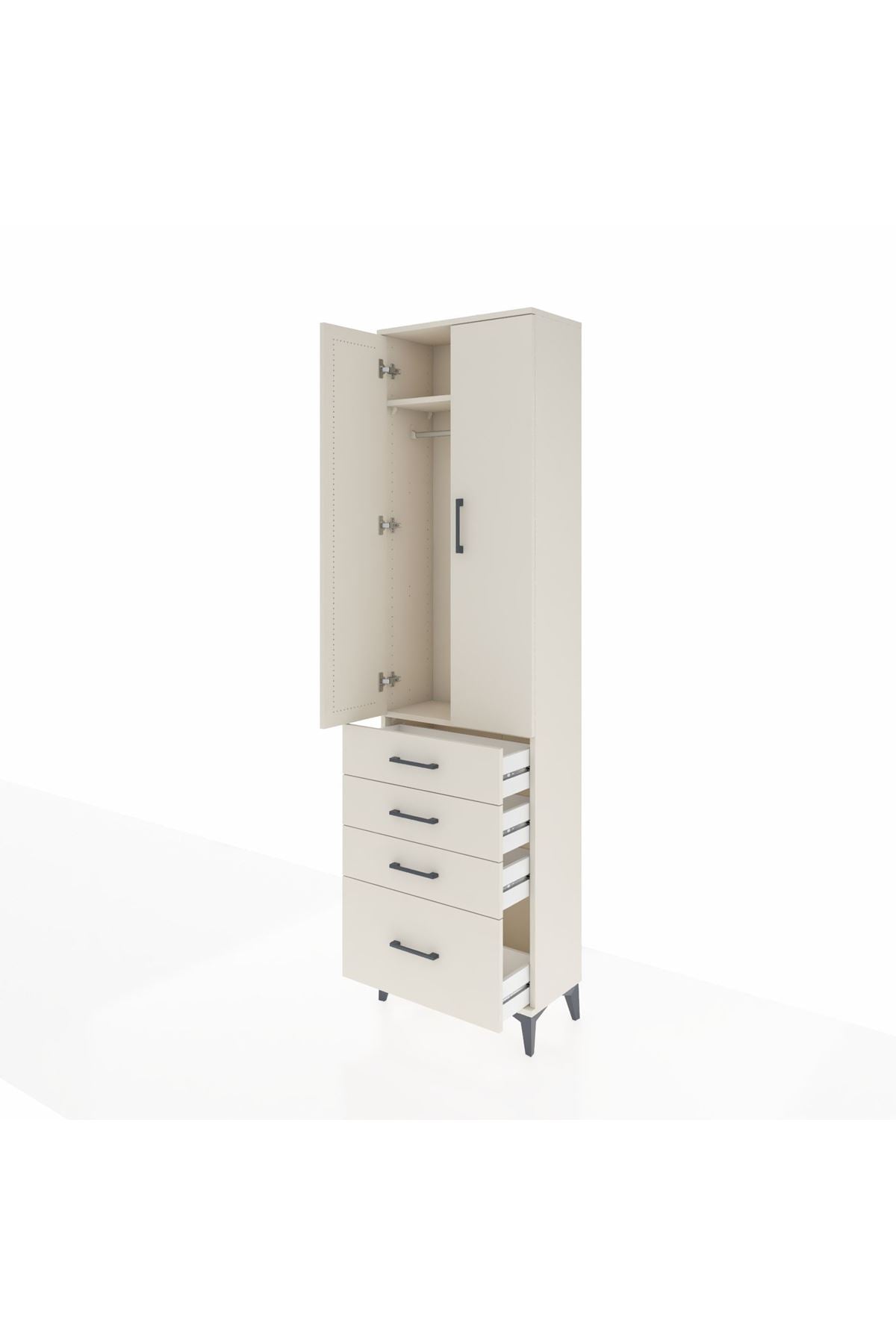 Arges Dolap 2 Raflı 4 Çekmeceli Tek Askılı 60x30x221 Aytaşı-Aytaşı