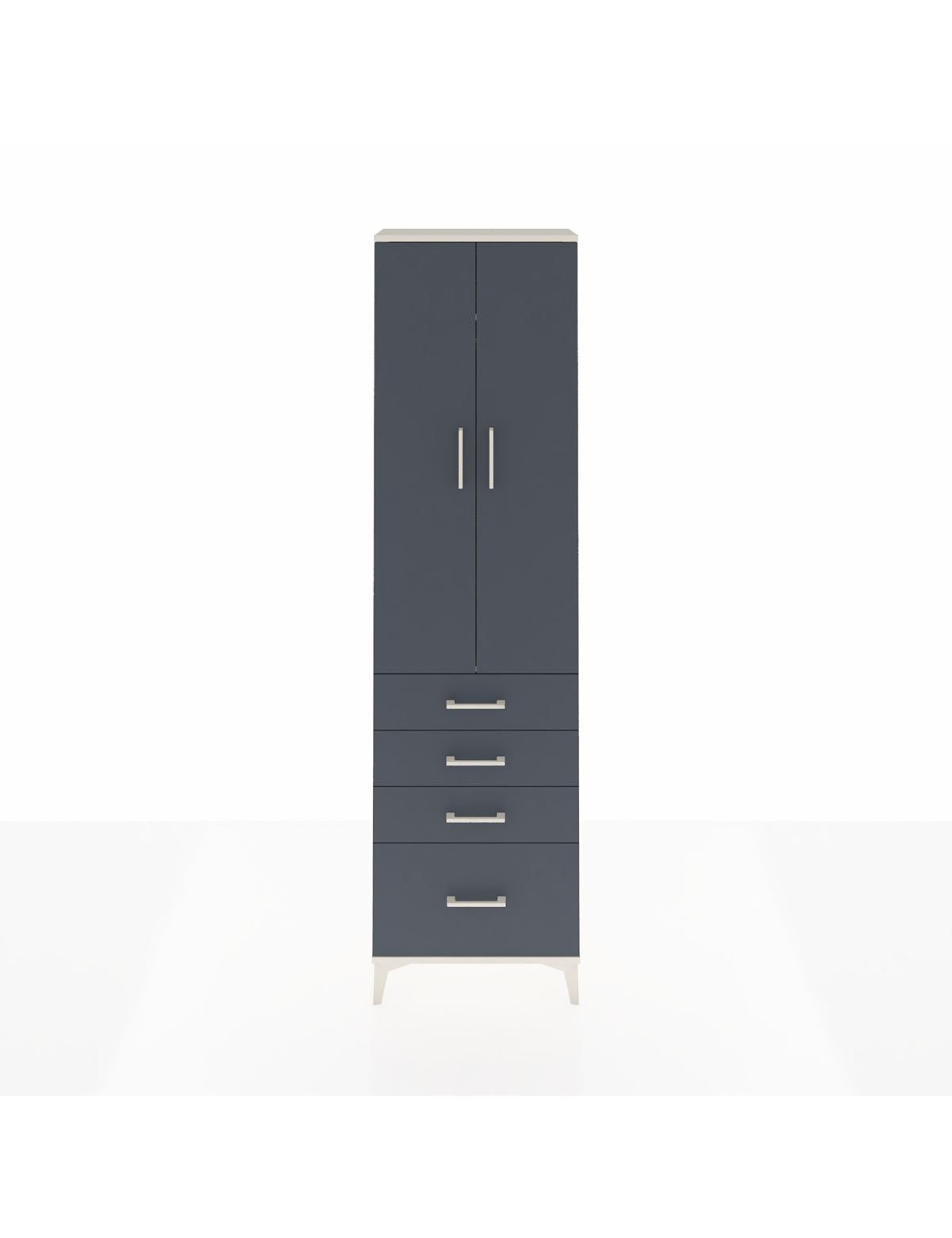 Arges Dolap 2 Raflı 4 Çekmeceli Tek Askılı 60x30x221 Aytaşı-Antrasit