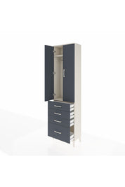 Arges Dolap 2 Raflı 4 Çekmeceli Tek Askılı 60x30x221 Aytaşı-Antrasit