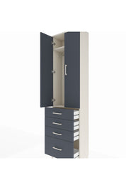 Arges Dolap 2 Raflı 4 Çekmeceli Tek Askılı 60x30x221 Aytaşı-Antrasit