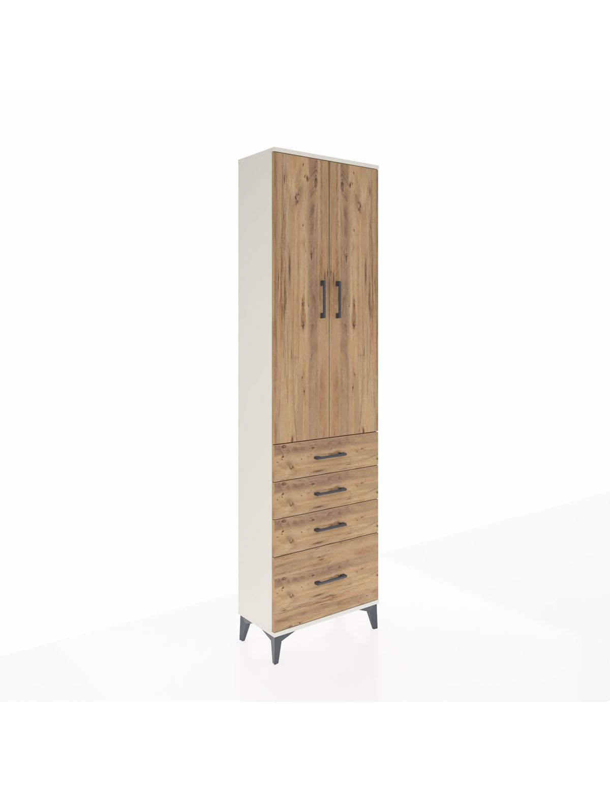 Arges Dolap 2 Raflı 4 Çekmeceli Tek Askılı 60x30x221 Aytaşı-Çam