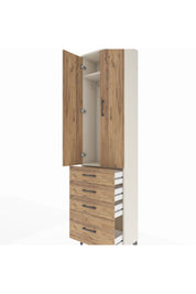 Arges Dolap 2 Raflı 4 Çekmeceli Tek Askılı 60x30x221 Aytaşı-Çam