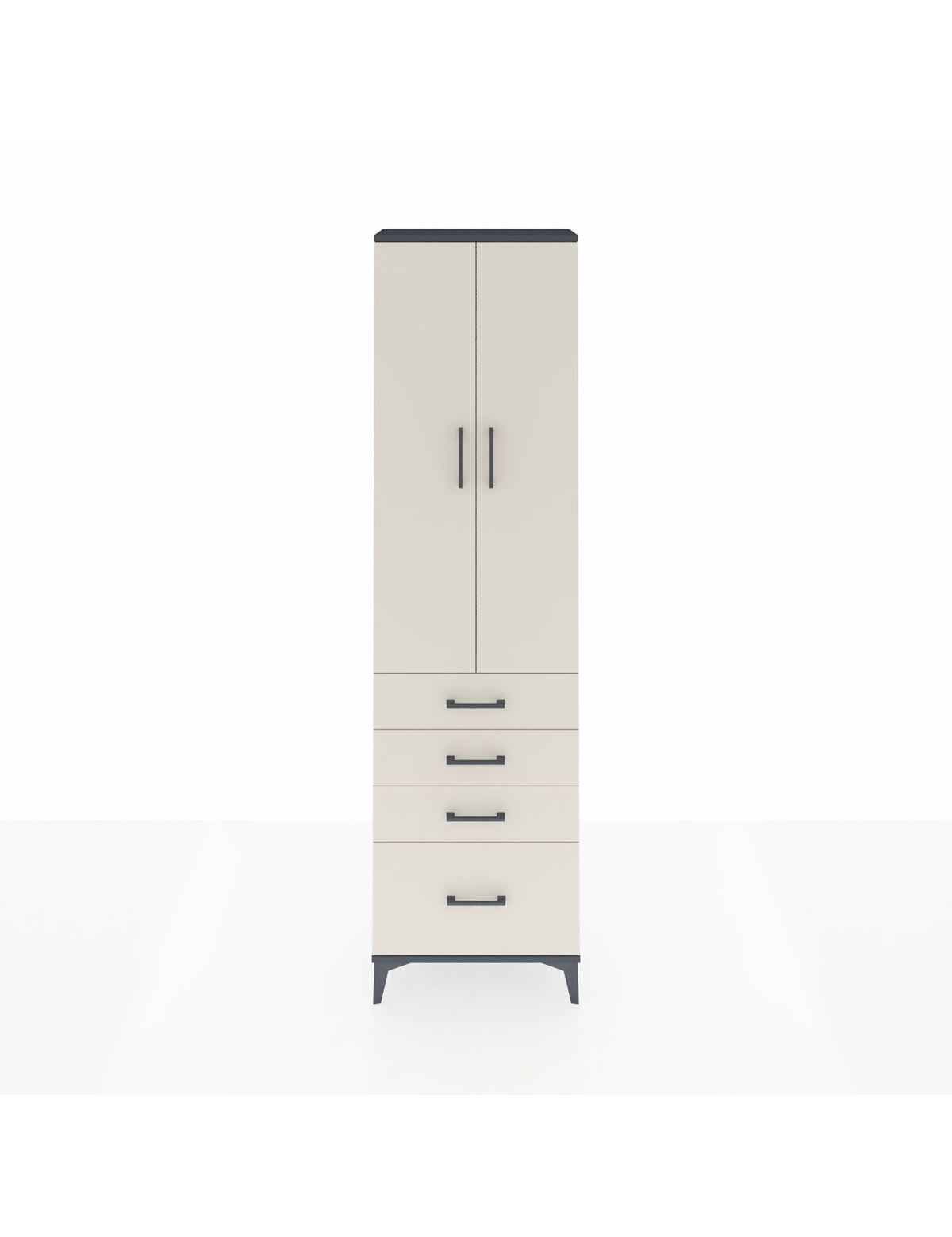 Arges Dolap 2 Raflı 4 Çekmeceli Tek Askılı 60x30x221 Antrasit-Aytaşı