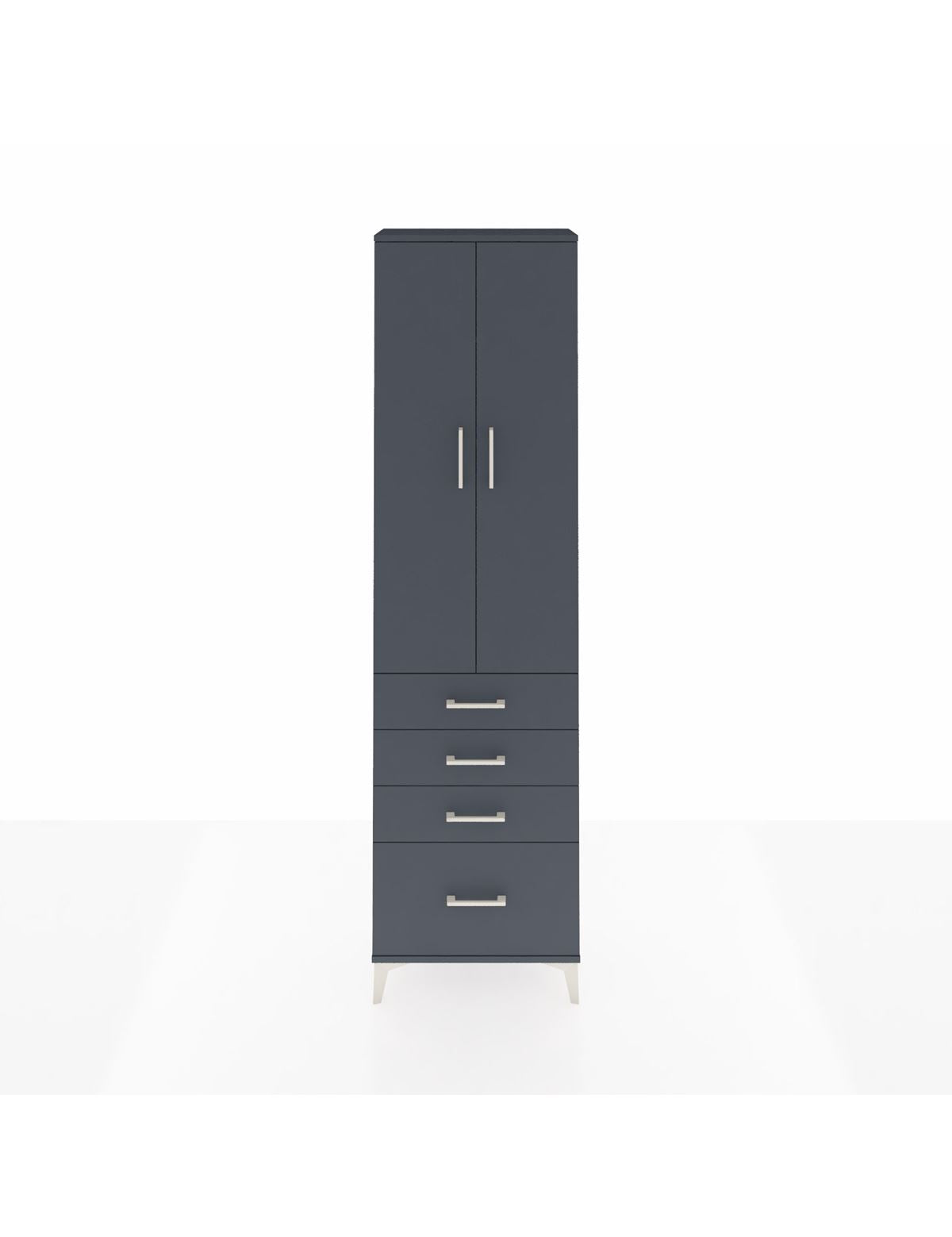 Arges Dolap 2 Raflı 4 Çekmeceli Tek Askılı 60x30x221 Antrasit-Antrasit