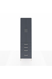 Arges Dolap 2 Raflı 4 Çekmeceli Tek Askılı 60x30x221 Antrasit-Antrasit