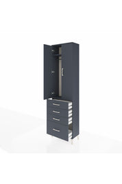 Arges Dolap 2 Raflı 4 Çekmeceli Tek Askılı 60x30x221 Antrasit-Antrasit