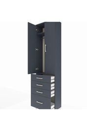 Arges Dolap 2 Raflı 4 Çekmeceli Tek Askılı 60x30x221 Antrasit-Antrasit